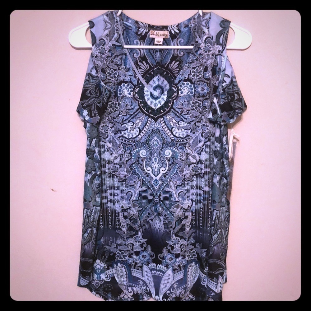 World Unity tunic top. Blue. Small